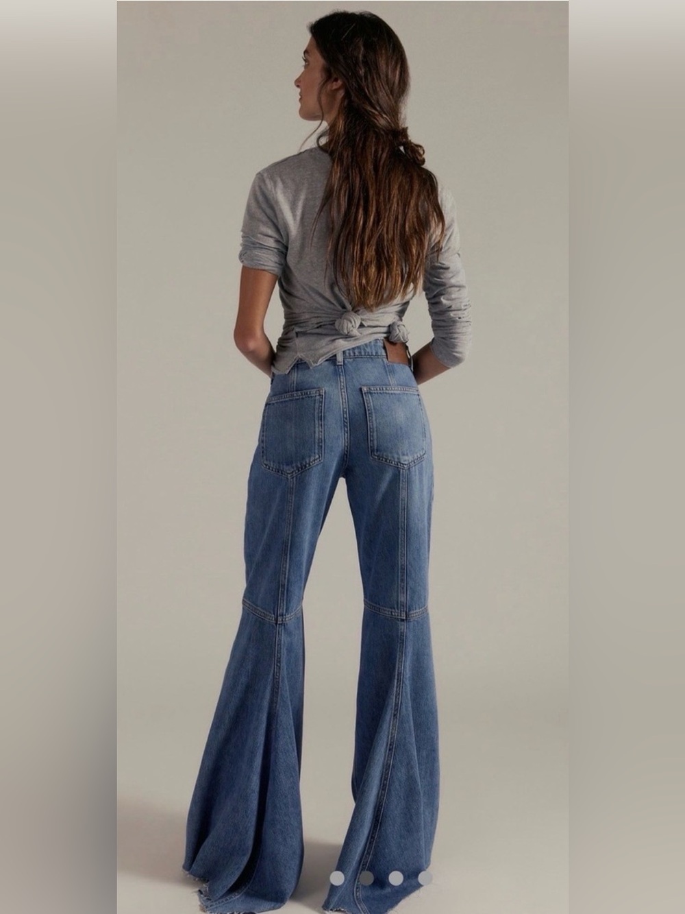We the free Live Wire Pants. Wide-Leg High-Rise Blue Jeans - Picture 5 of 12